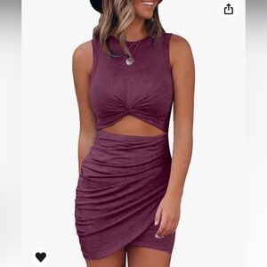 Acelitt Bodycon Cut Out Ruched Wrap Mini Dress